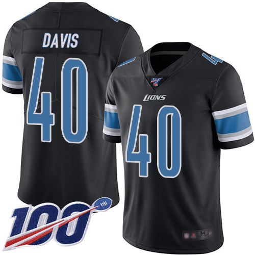 Detroit Lions Limited Black Men Jarrad Davis Jersey NFL Football #40 100th Season Rush Vapor Untouchable->youth nfl jersey->Youth Jersey